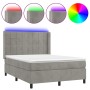 Cama box spring colchón y LED terciopelo gris claro 140x190 cm de vidaXL, Camas y somieres - Ref: Foro24-3139559, Precio: 549...