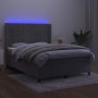 Cama box spring colchón y LED terciopelo gris claro 140x190 cm de vidaXL, Camas y somieres - Ref: Foro24-3139559, Precio: 549...