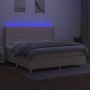 Cama box spring colchón y luces LED tela crema 200x200 cm de vidaXL, Camas y somieres - Ref: Foro24-3138906, Precio: 616,04 €...