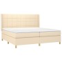 Cama box spring colchón y luces LED tela crema 200x200 cm de vidaXL, Camas y somieres - Ref: Foro24-3138906, Precio: 616,04 €...