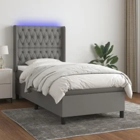 Cama box spring colchón y luces LED tela gris oscuro 90x190 cm de vidaXL, Camas y somieres - Ref: Foro24-3138518, Precio: 353...