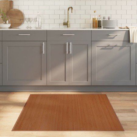 Alfombra cuadrada bambú marrón 100x100 cm en Alfombras | Comprar online en Foru.es