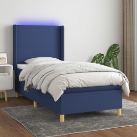 Cama box spring colchón y luces LED tela azul 90x200 cm de vidaXL, Camas y somieres - Ref: Foro24-3138691, Precio: 364,88 €, ...