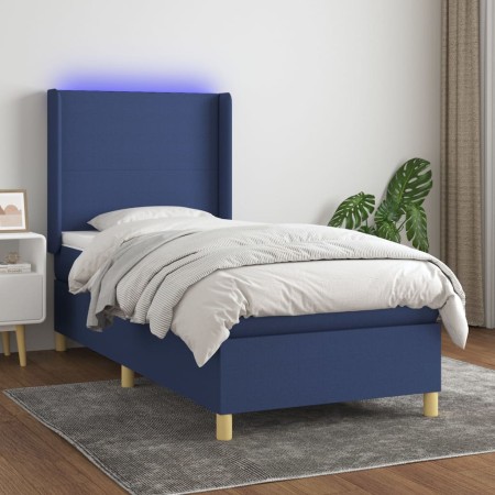 Cama box spring colchón y luces LED tela azul 90x200 cm de vidaXL, Camas y somieres - Ref: Foro24-3138691, Precio: 364,88 €, ...