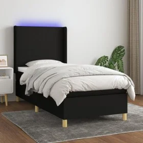 Cama box spring colchón y luces LED tela negro 80x200 cm de vidaXL, Camas y somieres - Ref: Foro24-3138671, Precio: 314,39 €,...