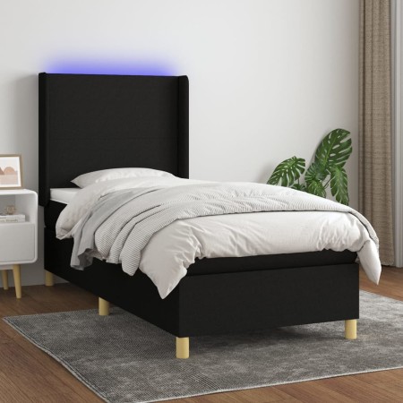 Cama box spring colchón y luces LED tela negro 80x200 cm de vidaXL, Camas y somieres - Ref: Foro24-3138671, Precio: 314,85 €,...