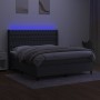 Cama box spring colchón y luces LED tela gris oscuro 160x200 cm de vidaXL, Camas y somieres - Ref: Foro24-3138566, Precio: 60...