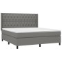 Cama box spring colchón y luces LED tela gris oscuro 160x200 cm de vidaXL, Camas y somieres - Ref: Foro24-3138566, Precio: 60...