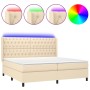 Cama box spring colchón y luces LED tela crema 200x200 cm de vidaXL, Camas y somieres - Ref: Foro24-3138586, Precio: 656,21 €...