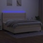 Cama box spring colchón y luces LED tela crema 200x200 cm de vidaXL, Camas y somieres - Ref: Foro24-3138586, Precio: 656,21 €...