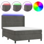 Cama box spring colchón y LED terciopelo gris oscuro 140x200 cm de vidaXL, Camas y somieres - Ref: Foro24-3139626, Precio: 49...