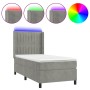 Cama box spring colchón y LED terciopelo gris claro 90x190 cm de vidaXL, Camas y somieres - Ref: Foro24-3139655, Precio: 325,...