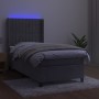 Cama box spring colchón y LED terciopelo gris claro 90x190 cm de vidaXL, Camas y somieres - Ref: Foro24-3139655, Precio: 325,...