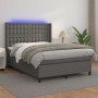 Cama box spring colchón y LED cuero sintético gris 140x190 cm de vidaXL, Camas y somieres - Ref: Foro24-3139383, Precio: 534,...