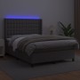 Cama box spring colchón y LED cuero sintético gris 140x190 cm de vidaXL, Camas y somieres - Ref: Foro24-3139383, Precio: 534,...