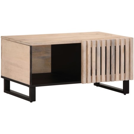 Mesa de centro de madera maciza de mango blanca 80x51x40 cm en Mesas de centro | Comprar online en Foru.es