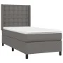 Box spring bed and LED mattress gray synthetic leather 90x200 cm by vidaXL, Beds and slatted bases - Ref: Foro24-3139365, Pri...