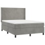 Cama box spring colchón y LED terciopelo gris claro 140x190 cm de vidaXL, Camas y somieres - Ref: Foro24-3139439, Precio: 559...