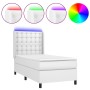Cama box spring colchón y LED cuero sintético blanco 100x200 cm de vidaXL, Camas y somieres - Ref: Foro24-3139368, Precio: 37...