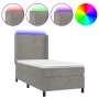 Cama box spring colchón y LED terciopelo gris claro 90x200 cm de vidaXL, Camas y somieres - Ref: Foro24-3139421, Precio: 339,...