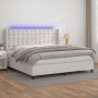 Cama box spring colchón y LED cuero sintético blanco 200x200 cm de vidaXL, Camas y somieres - Ref: Foro24-3139404, Precio: 74...