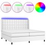 Cama box spring colchón y LED cuero sintético blanco 200x200 cm de vidaXL, Camas y somieres - Ref: Foro24-3139404, Precio: 74...