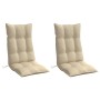 Cojines de silla con respaldo alto 2 uds tela Oxford beige en Decoración | Comprar online en Foru.es