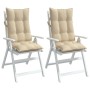 Cojines de silla con respaldo alto 2 uds tela Oxford beige en Decoración | Comprar online en Foru.es