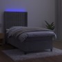 Cama box spring colchón y LED terciopelo gris claro 100x200 cm de vidaXL, Camas y somieres - Ref: Foro24-3139667, Precio: 341...