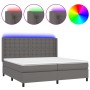 Cama box spring colchón y LED cuero sintético gris 200x200 cm de vidaXL, Camas y somieres - Ref: Foro24-3139407, Precio: 761,...