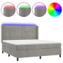 Cama box spring colchón y LED terciopelo gris claro 160x200 cm de vidaXL, Camas y somieres - Ref: Foro24-3139691, Precio: 556...
