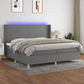 Cama box spring colchón y luces LED tela gris claro 200x200 cm de vidaXL, Camas y somieres - Ref: Foro24-3138742, Precio: 652...
