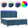 Cama box spring colchón y LED terciopelo azul oscuro 180x200 cm de vidaXL, Camas y somieres - Ref: Foro24-3139701, Precio: 66...