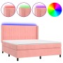 Cama box spring colchón y LED terciopelo rosa 180x200 cm de vidaXL, Camas y somieres - Ref: Foro24-3139702, Precio: 572,46 €,...