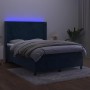 Cama box spring colchón y LED terciopelo azul oscuro 140x190 cm de vidaXL, Camas y somieres - Ref: Foro24-3139443, Precio: 49...