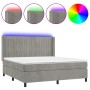 Cama box spring colchón y LED terciopelo gris claro 180x200 cm de vidaXL, Camas y somieres - Ref: Foro24-3139697, Precio: 602...