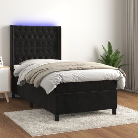 Cama box spring colchón y LED terciopelo negro 80x200 cm de vidaXL, Camas y somieres - Ref: Foro24-3139711, Precio: 364,66 €,...