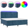 Cama box spring colchón y LED terciopelo azul oscuro 200x200 cm de vidaXL, Camas y somieres - Ref: Foro24-3139707, Precio: 68...