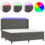 Cama box spring colchón y LED terciopelo gris oscuro 200x200 cm de vidaXL, Camas y somieres - Ref: Foro24-3139704, Precio: 64...