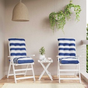 Cojines silla respaldo bajo 2 uds tela Oxford rayas azul blanco en Decoración | Comprar online en Foru.es