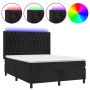 Cama box spring colchón y LED terciopelo negro 140x200 cm de vidaXL, Camas y somieres - Ref: Foro24-3139747, Precio: 537,87 €...