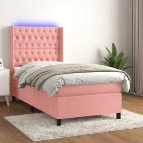 Cama box spring colchón y LED terciopelo rosa 80x200 cm de vidaXL, Camas y somieres - Ref: Foro24-3139714, Precio: 345,58 €, ...