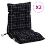 Cojines de silla respaldo bajo 2 uds tela Oxford cuadros negro en Decoración | Comprar online en Foru.es