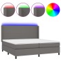 Cama box spring colchón y LED cuero sintético gris 200x200 cm de vidaXL, Camas y somieres - Ref: Foro24-3139287, Precio: 766,...