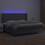 Cama box spring colchón y LED cuero sintético gris 200x200 cm de vidaXL, Camas y somieres - Ref: Foro24-3139287, Precio: 766,...