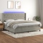 Cama box spring colchón y LED terciopelo gris claro 200x200 cm de vidaXL, Camas y somieres - Ref: Foro24-3139763, Precio: 714...