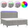 Cama box spring colchón y LED terciopelo gris claro 200x200 cm de vidaXL, Camas y somieres - Ref: Foro24-3139763, Precio: 714...