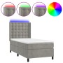 Cama box spring colchón y LED terciopelo gris claro 100x200 cm de vidaXL, Camas y somieres - Ref: Foro24-3139787, Precio: 339...
