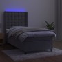 Cama box spring colchón y LED terciopelo gris claro 100x200 cm de vidaXL, Camas y somieres - Ref: Foro24-3139787, Precio: 339...