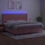 Cama box spring colchón y LED terciopelo rosa 200x200 cm de vidaXL, Camas y somieres - Ref: Foro24-3139768, Precio: 681,27 €,...
